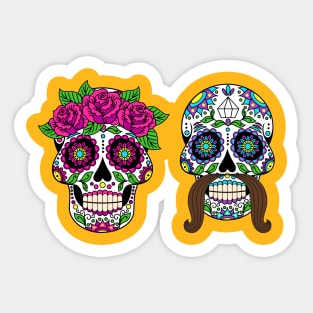 Couple Sugar Skulls Sticker